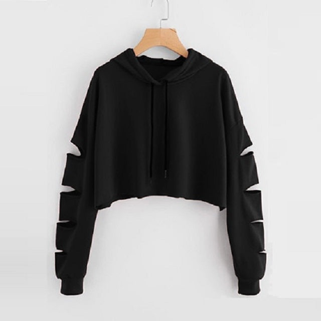 Crop Top Hoodies Long Sleeve Hooded Pullover Sweatshirts Clothing Mssza