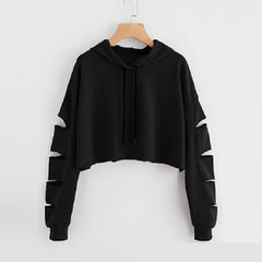 Crop Top Hoodies Long Sleeve Hooded Pullover Sweatshirts Clothing Mssza