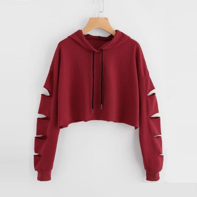 Crop Top Hoodies Long Sleeve Hooded Pullover Sweatshirts Clothing Mssza