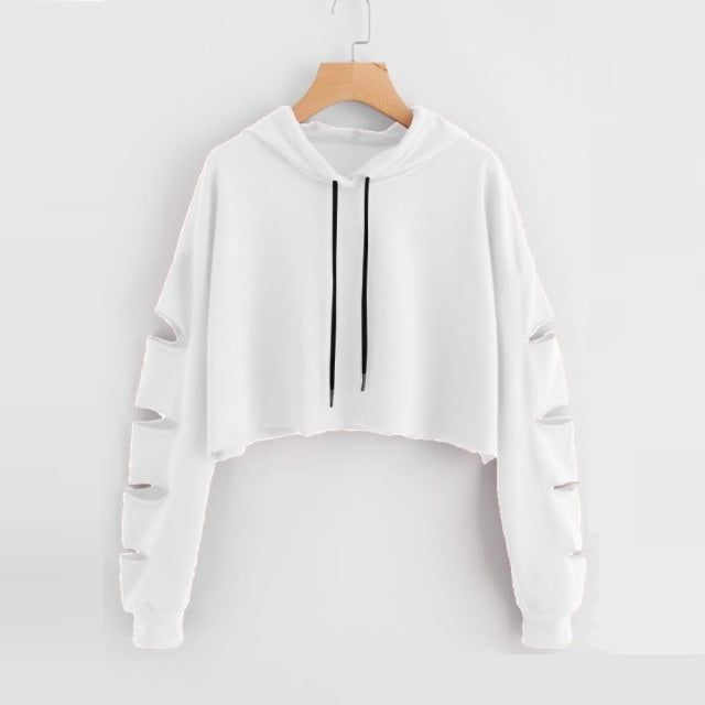 Crop Top Hoodies Long Sleeve Hooded Pullover Sweatshirts Clothing Mssza
