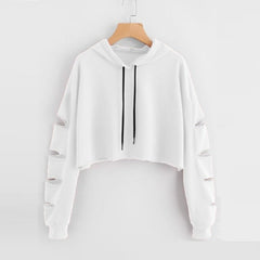 Crop Top Hoodies Long Sleeve Hooded Pullover Sweatshirts Clothing Mssza