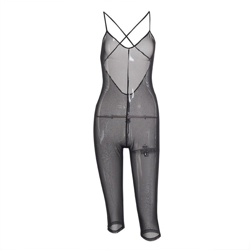 Cross Strap Backless Bodycon Romper Mssza