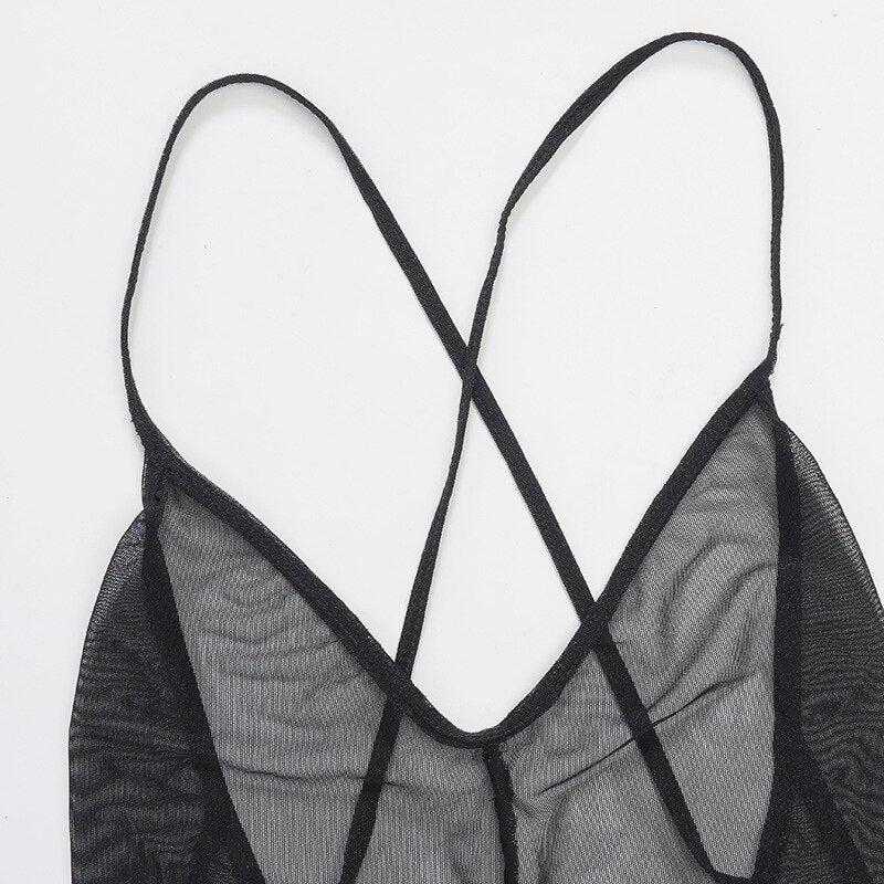 Cross Strap Backless Bodycon Romper Mssza