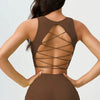 Cross-Strap With Beautiful Back Fixed Cups Shockproof for Fitness Training Top Mssza
