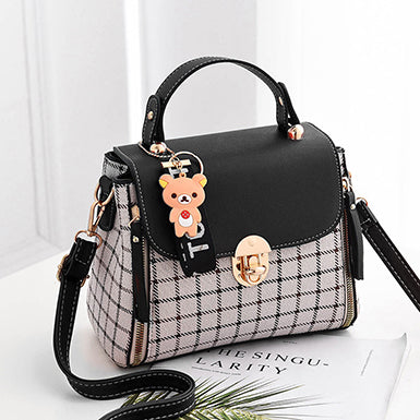 Crossbody Bag â€?Thin Plaid Metal Closure Flap Top Zipper Accented Mssza