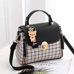 Crossbody Bag â€?Thin Plaid Metal Closure Flap Top Zipper Accented Mssza