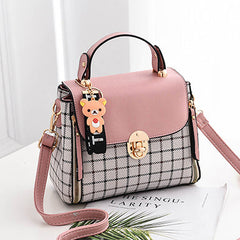 Crossbody Bag â€?Thin Plaid Metal Closure Flap Top Zipper Accented Mssza