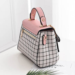 Crossbody Bag â€?Thin Plaid Metal Closure Flap Top Zipper Accented Mssza