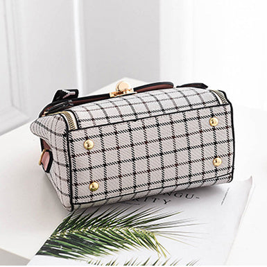 Crossbody Bag â€?Thin Plaid Metal Closure Flap Top Zipper Accented Mssza