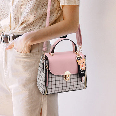 Crossbody Bag â€?Thin Plaid Metal Closure Flap Top Zipper Accented Mssza