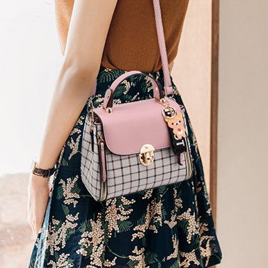Crossbody Bag â€?Thin Plaid Metal Closure Flap Top Zipper Accented Mssza