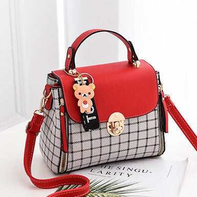 Crossbody Bag â€?Thin Plaid Metal Closure Flap Top Zipper Accented Mssza