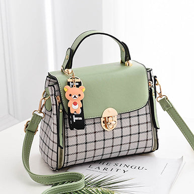 Crossbody Bag â€?Thin Plaid Metal Closure Flap Top Zipper Accented Mssza