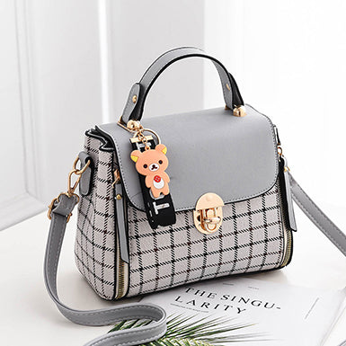 Crossbody Bag â€?Thin Plaid Metal Closure Flap Top Zipper Accented Mssza