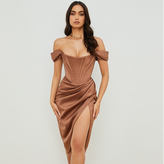 Off Shoulder Gown Elegant Backless  Dress Mssaz Desses