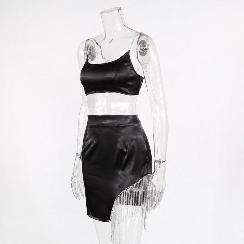 Crystal Diamond Sparkel Glitter Dress Two Piece Set Mssza