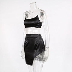 Crystal Diamond Sparkel Glitter Dress Two Piece Set Mssza