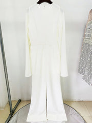 Crystal Diamonds Beaded Designer Batwing Sleeves Appliques Jumpsuit Mssza