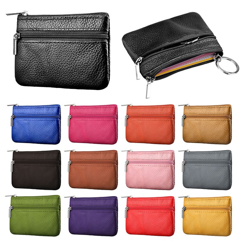 Cute Candy Color Coin Key Holde Zip Leather Wallet Mssza