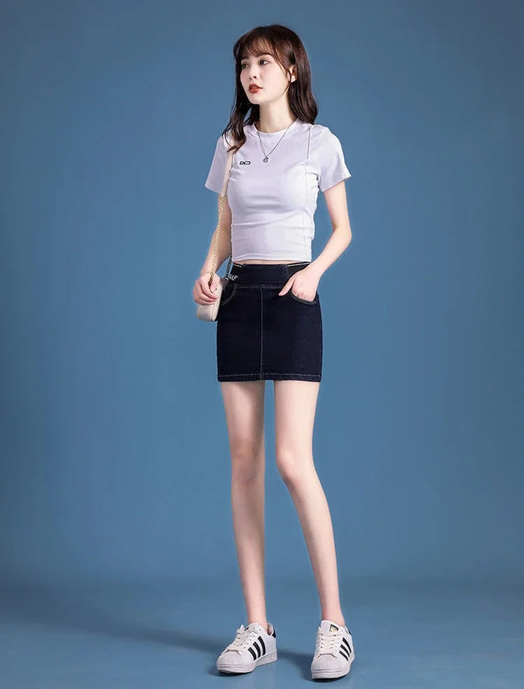 Cute Denim High Waist Coquette Mini With Pocket Chubby Jeans Skirts Mssza