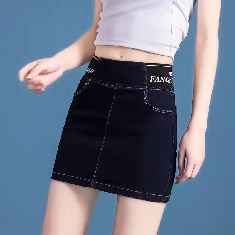 Cute Denim High Waist Coquette Mini With Pocket Chubby Jeans Skirts Mssza