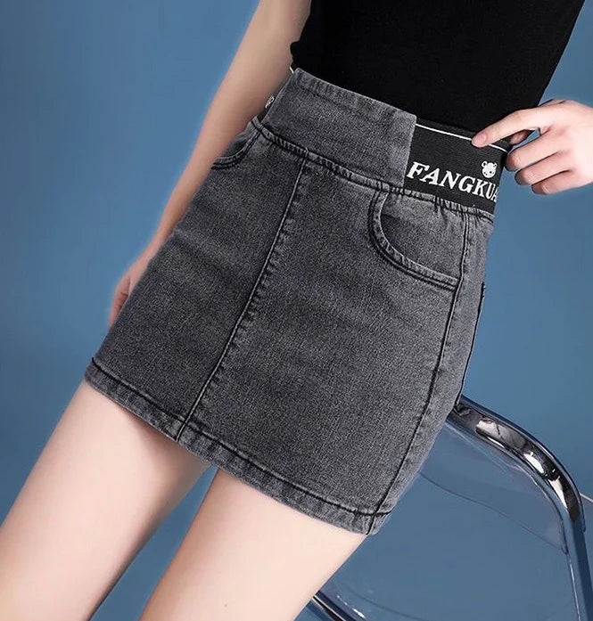 Cute Denim High Waist Coquette Mini With Pocket Chubby Jeans Skirts Mssza