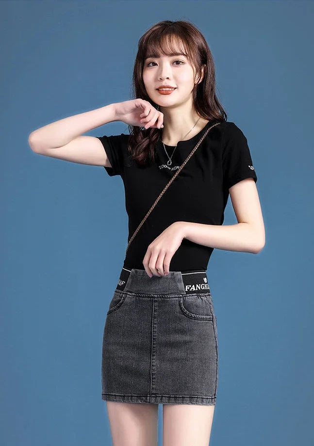 Cute Denim High Waist Coquette Mini With Pocket Chubby Jeans Skirts Mssza