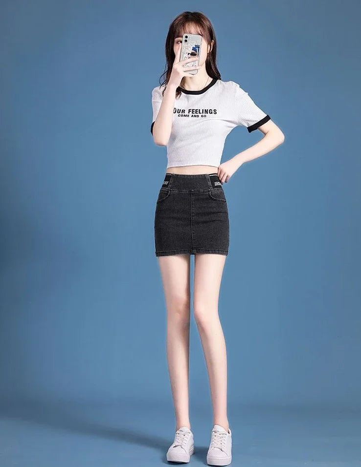 Cute Denim High Waist Coquette Mini With Pocket Chubby Jeans Skirts Mssza