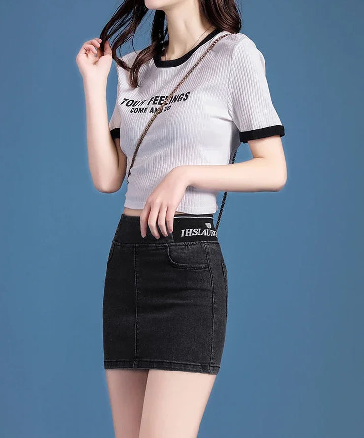 Cute Denim High Waist Coquette Mini With Pocket Chubby Jeans Skirts Mssza