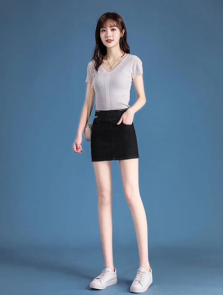 Cute Denim High Waist Coquette Mini With Pocket Chubby Jeans Skirts Mssza