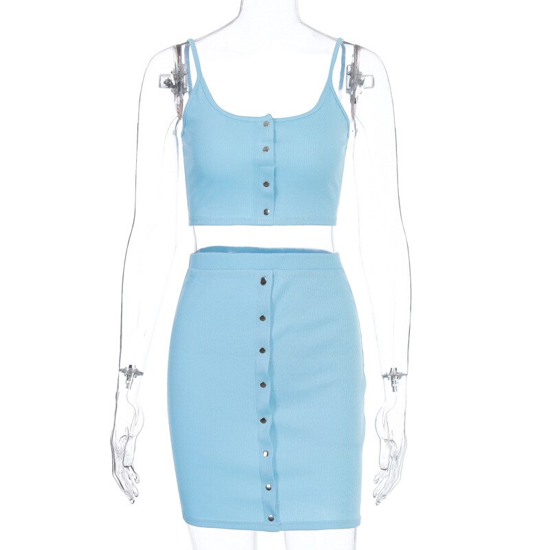 Cute Strap Crop Top& Mini Skirt Dress Sets Mssza
