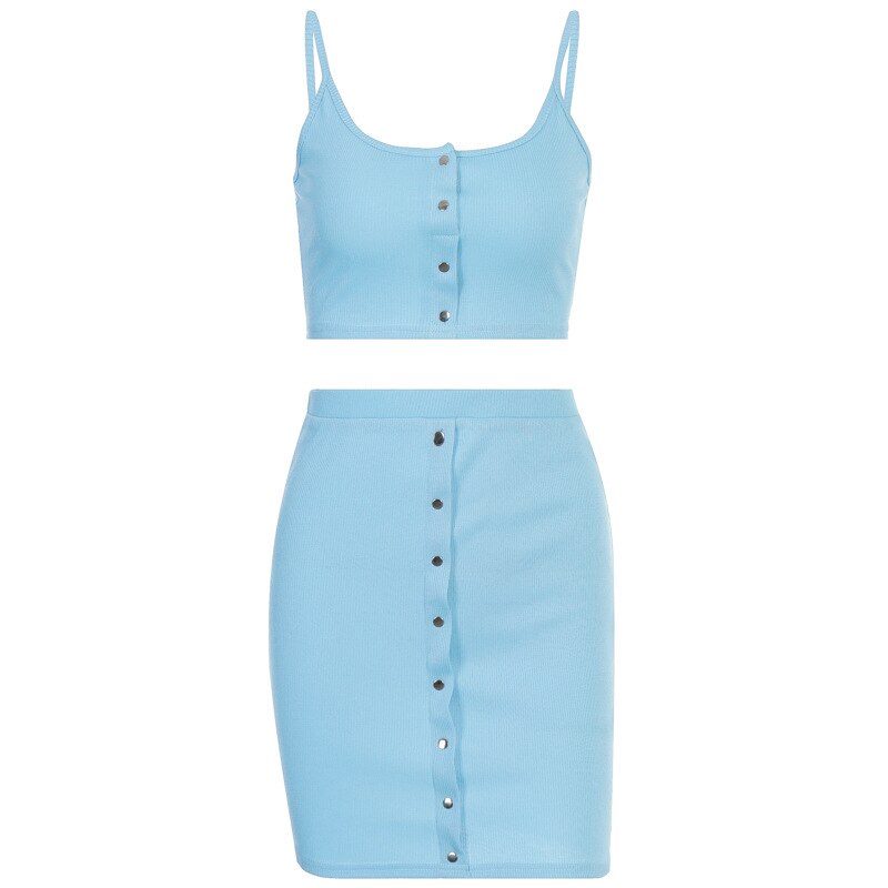Cute Strap Crop Top& Mini Skirt Dress Sets Mssza