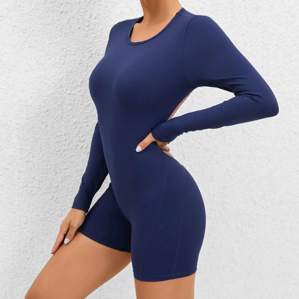 Cutout Long Sleeve Jumpsuit Sports Sportswear Gym Yoga Clothing Tracksuit Mssza