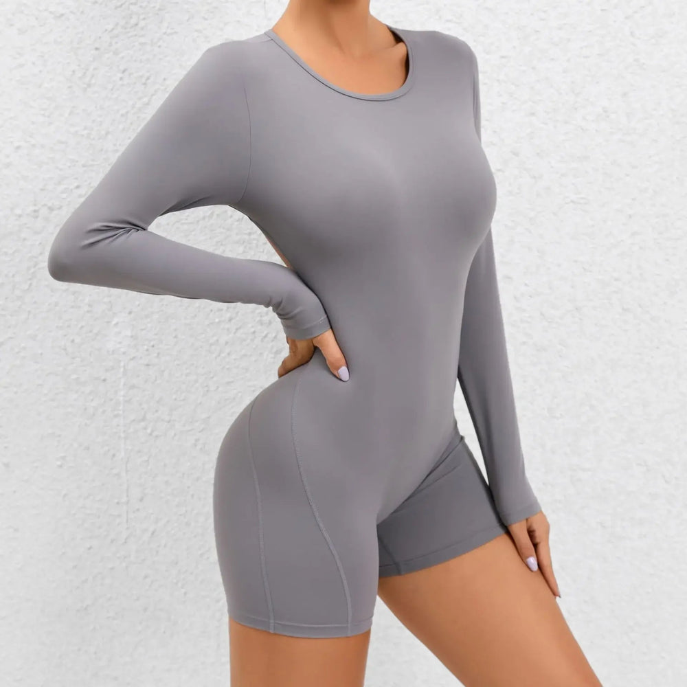Cutout Long Sleeve Jumpsuit Sports Sportswear Gym Yoga Clothing Tracksuit Mssza