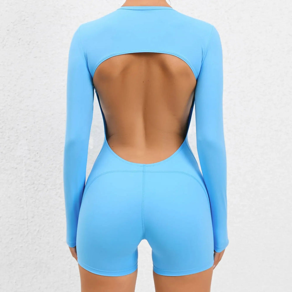 Cutout Long Sleeve Jumpsuit Sports Sportswear Gym Yoga Clothing Tracksuit Mssza