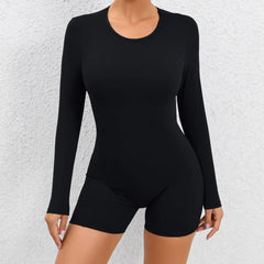 Cutout Long Sleeve Jumpsuit Sports Sportswear Gym Yoga Clothing Tracksuit Mssza