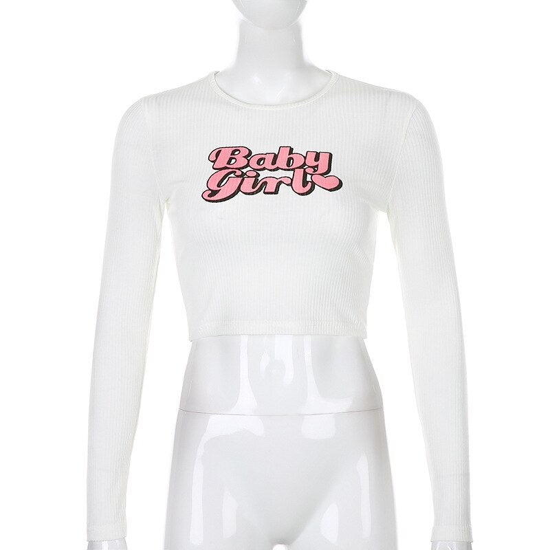 Daily Casual O-Neck Letter Pattern Long Sleeve T-Shirt Mssza