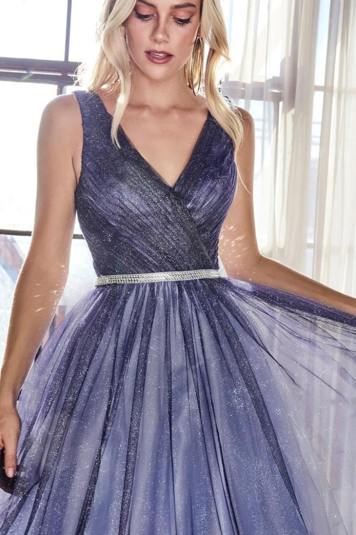 Deep V-neck Shiny Tulle Cocktail Dresses Mssaz Desses