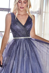 Deep V-neck Shiny Tulle Cocktail Dresses Mssaz Desses