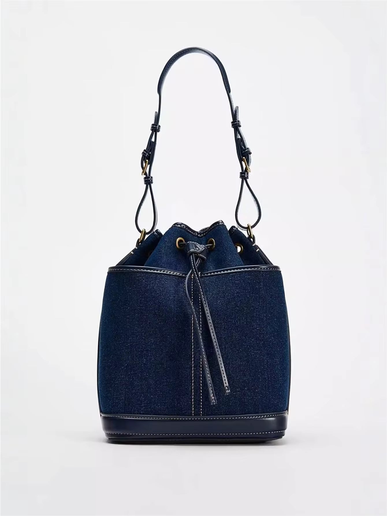 Denim Hand Bill Shoulder Canvas Bucket Bag Mssza