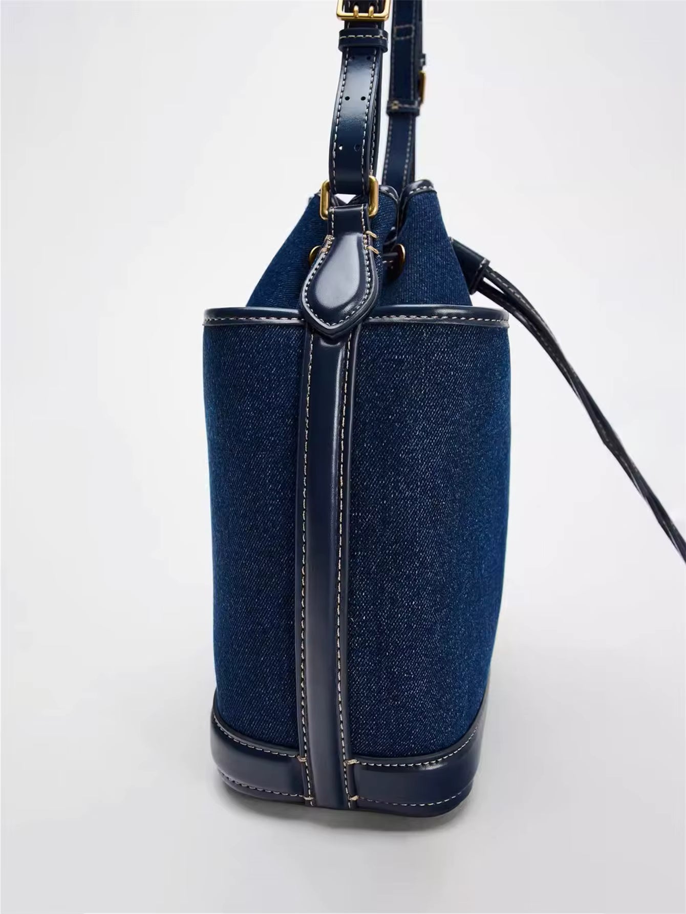 Denim Hand Bill Shoulder Canvas Bucket Bag Mssza