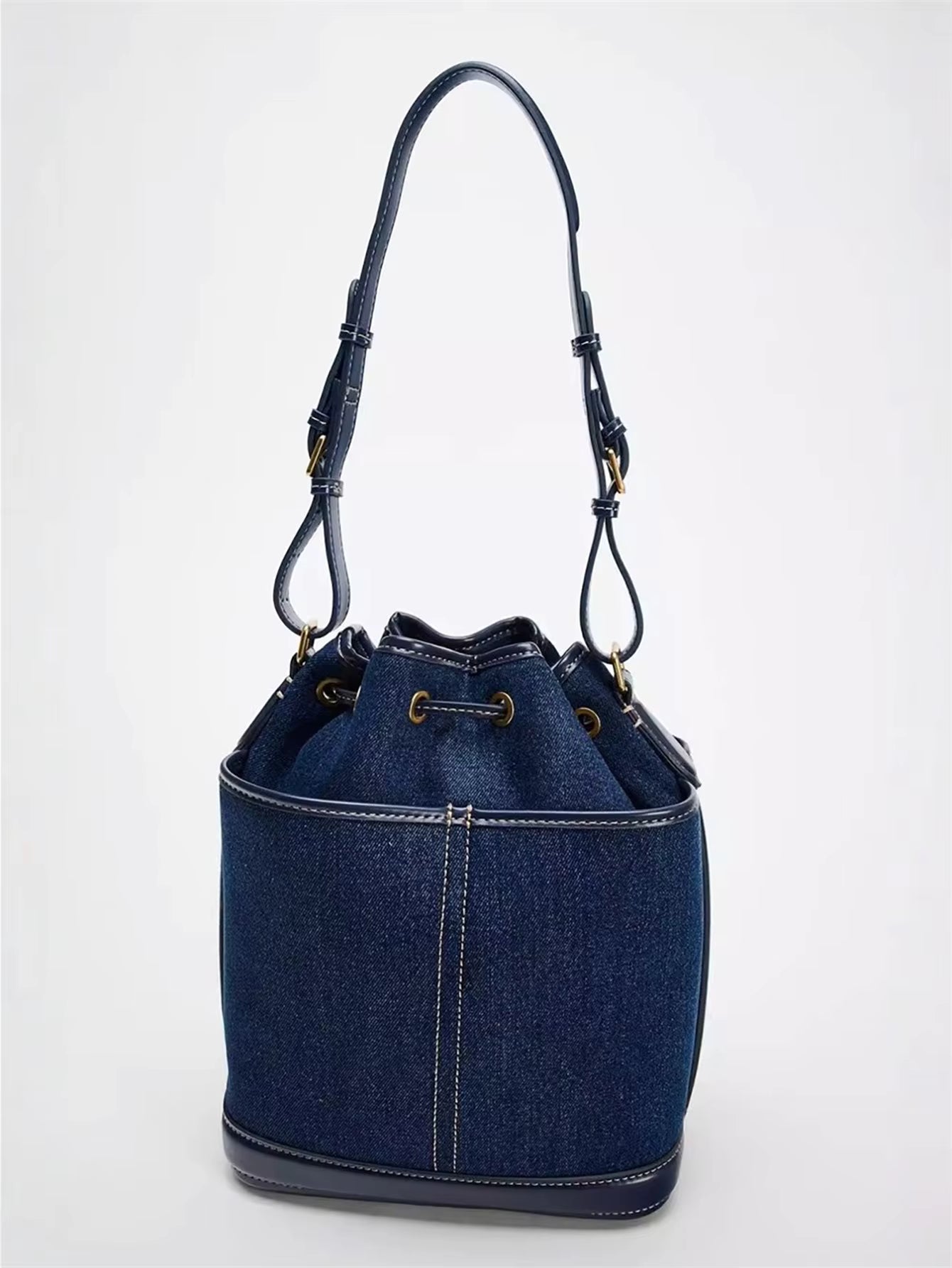 Denim Hand Bill Shoulder Canvas Bucket Bag Mssza