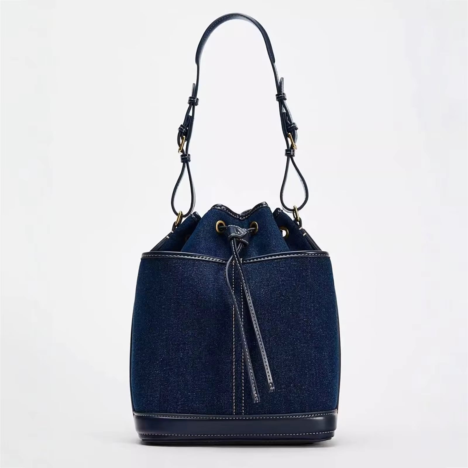 Denim Hand Bill Shoulder Canvas Bucket Bag Mssza