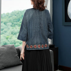 Denim Shirts Embroidery Blouses Tops Mssza