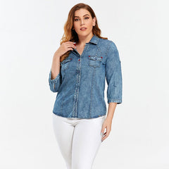 Denim Tops Shirt Slim Fit Casual Shirt Mssza