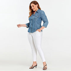 Denim Tops Shirt Slim Fit Casual Shirt Mssza