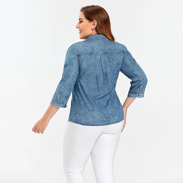 Denim Tops Shirt Slim Fit Casual Shirt Mssza