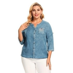 Denim Tops Shirt Slim Fit Shirt Casual Shirt Mssza