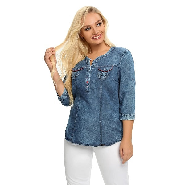 Denim Tops Slim Fit Shirt Casual Denim Blouses Mssza