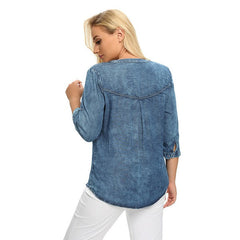 Denim Tops Slim Fit Shirt Casual Denim Blouses Mssza